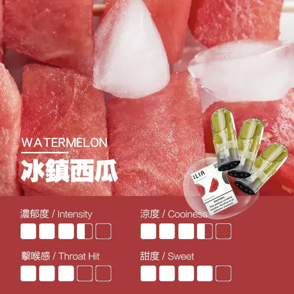 ILIA煙彈-瓷芯霧化彈-冰鎮西瓜口感webp - ILIA-HIT 拓撲蒸汽台灣旗艦店 | 電子煙主機煙彈專賣